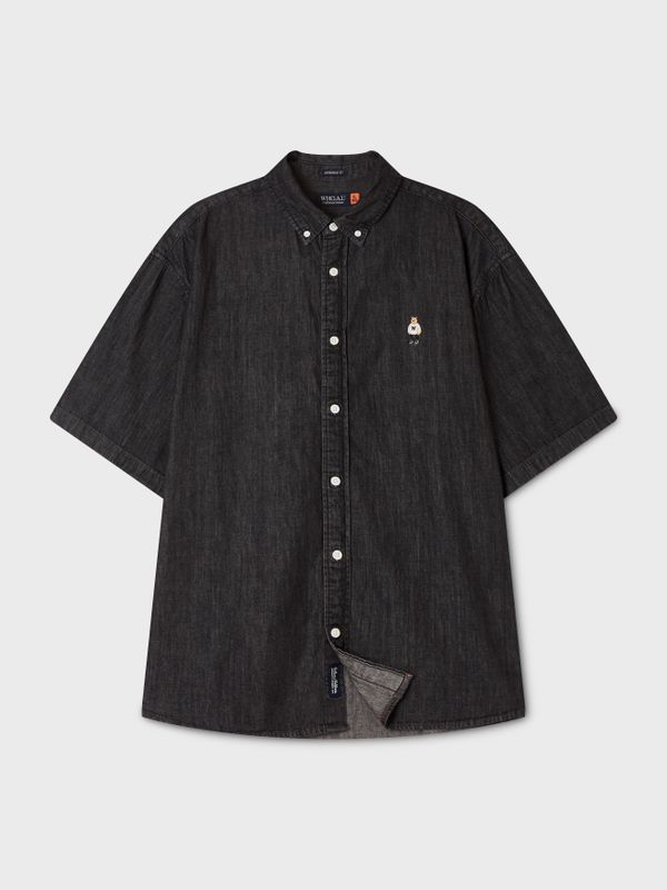 WHOAU Áo sơ mi Unisex Steve Denim Short Sleeve Shirts