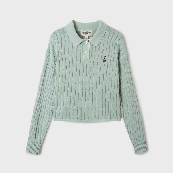 WHOAU Áo len Steve Collar Neck Cable Pullover_WHKAF2304F
