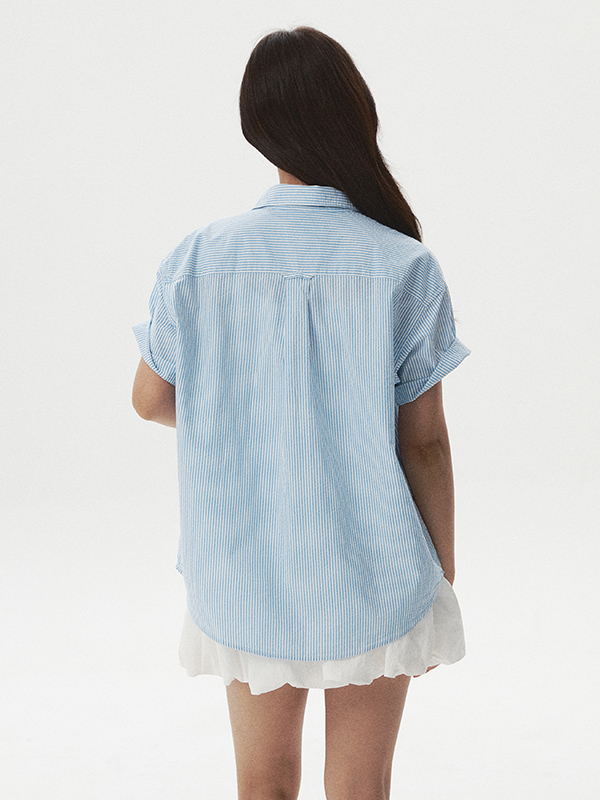 WHOAU Áo sơ mi nữ Steve Seersucker Loose-fit Shirts_WHYWG2512F