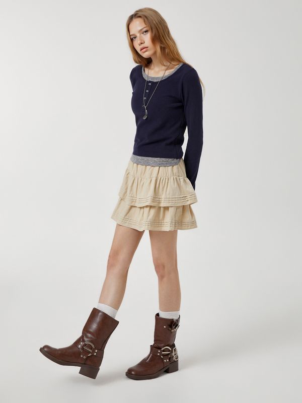 Corduroy Short Tiered Skirt