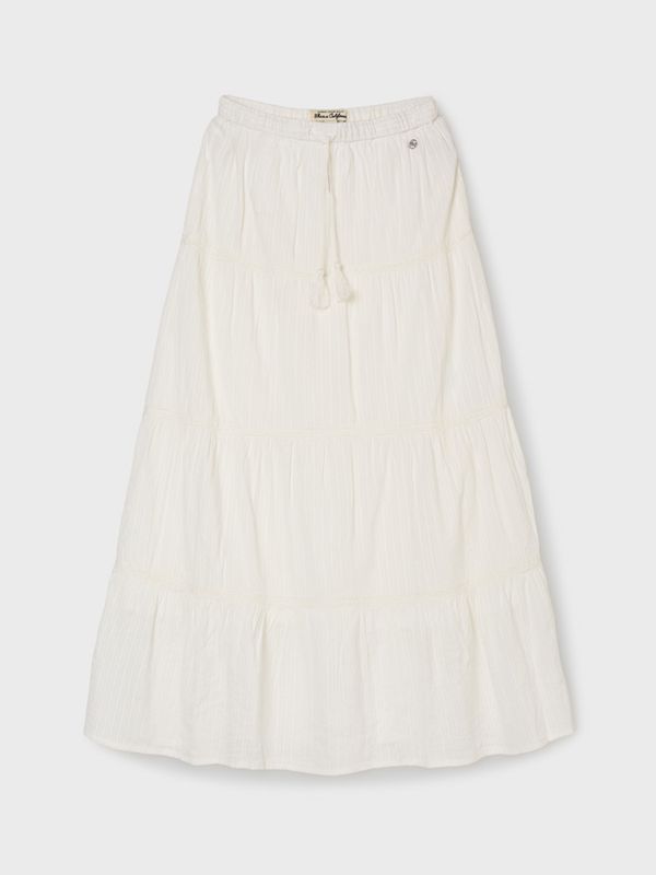 Dobby Long Tiered Skirt