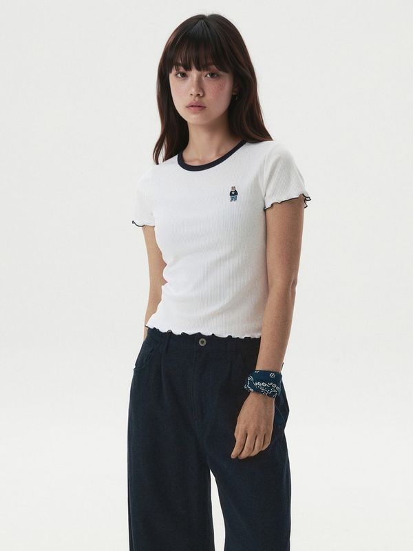 WHOAU Áo thun nữ Steve Ribbed Frill T-shirt[B]_WHRAGB752F