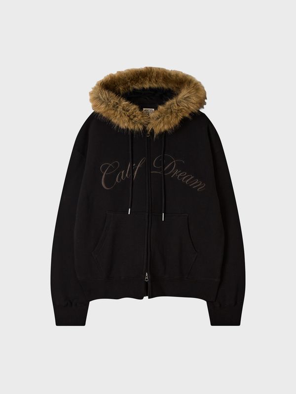 WHOAU Áo khoác nỉ Fur-Trimmed Hood Zip-up_WHMZGBV23U