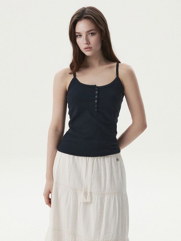 WHOAU Áo nữ Eyelet Henry Neck Sleeveless