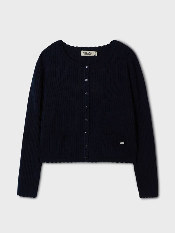 HighGauge Cotton Cable Scallop Cardigan