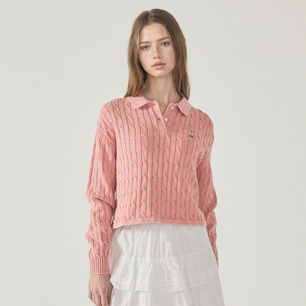 WHOAU Áo len Steve Collar Neck Cable Pullover_WHKAF2304F
