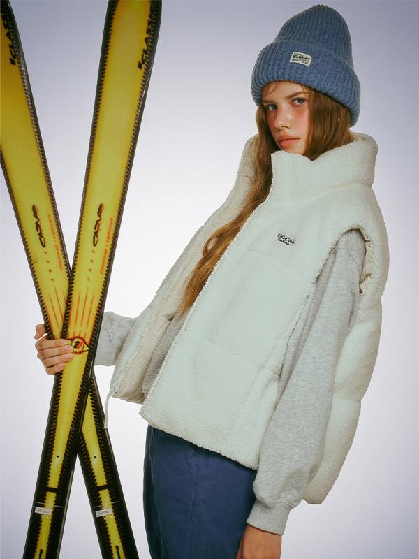 WHOAU Áo khoác hai mặt Reversible Corduroy Padding Vest