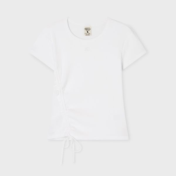 WHOAU Áo thun gân Ribbed Side String T-Shirt_WHRAG2424F