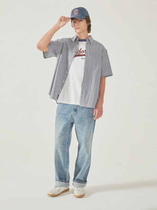 Short Sleeve Check Shirts_WHYWF2513U