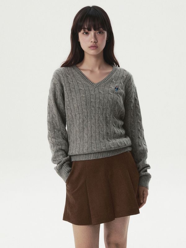 WHOAU Áo len Steve Cable V-neck Pullover_WHKAGB922F