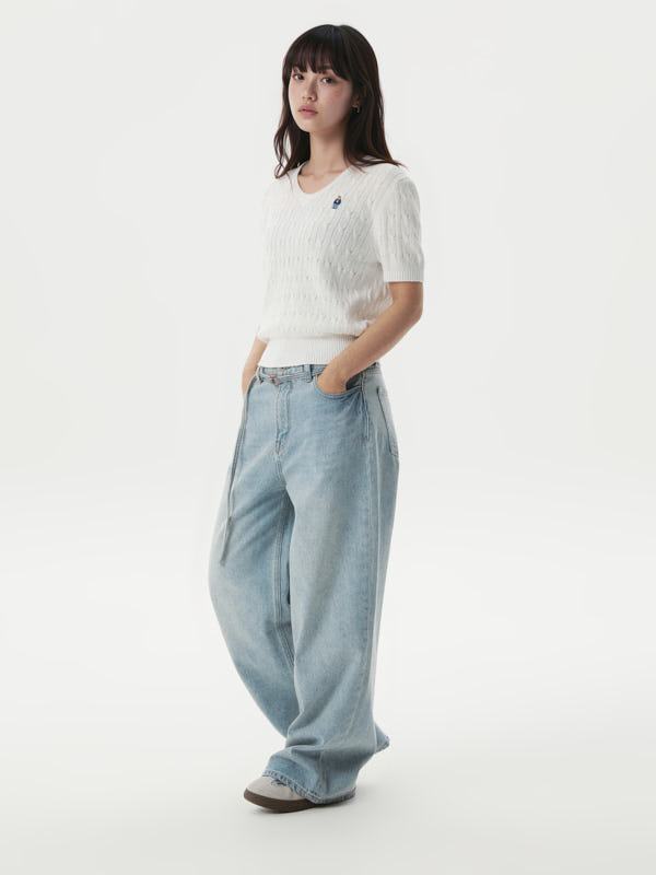 WHOAU Quần dài nữ Vintage Washing Wide Denim(F)_WHTJG2313F