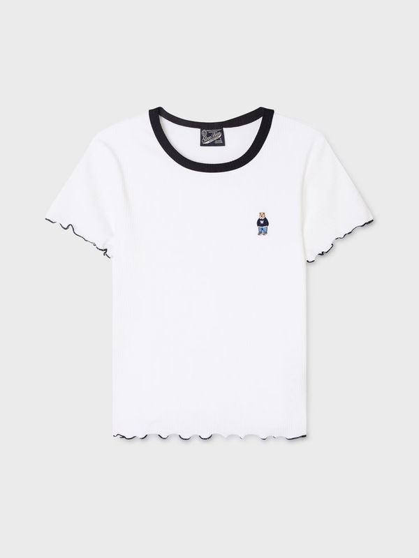 WHOAU Áo thun nữ Steve Ribbed Frill T-shirt[B]_WHRAGB752F