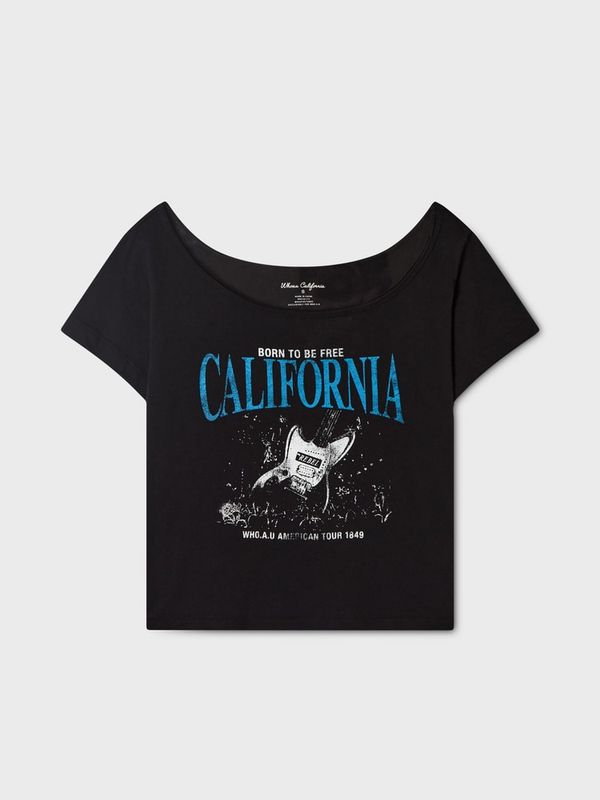 WHOAU Áo thun nữ Rock Music One-Shoulder T-shirt(F)_WHRPGB763F