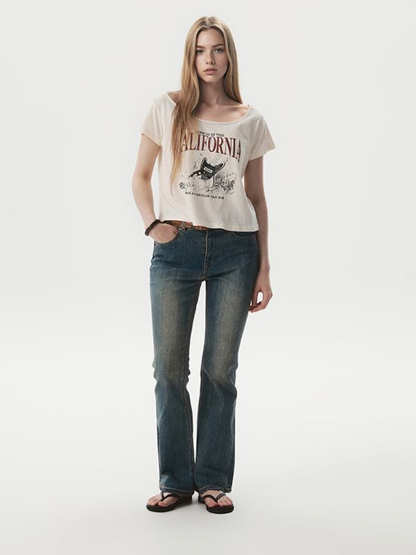 WHOAU Quần jeans nữ Slim Bootscut Denim(F)_WHTJGB811F