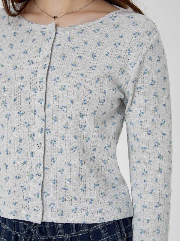 WHOAU Áo len nữ Eyelet Long Sleeve Cardigan_WHLAG2323F