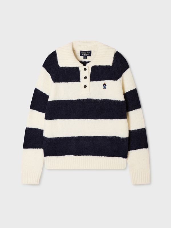 WHOAU Áo len Steve Bokasi Button Collar Pullover_WHKAGBT22F
