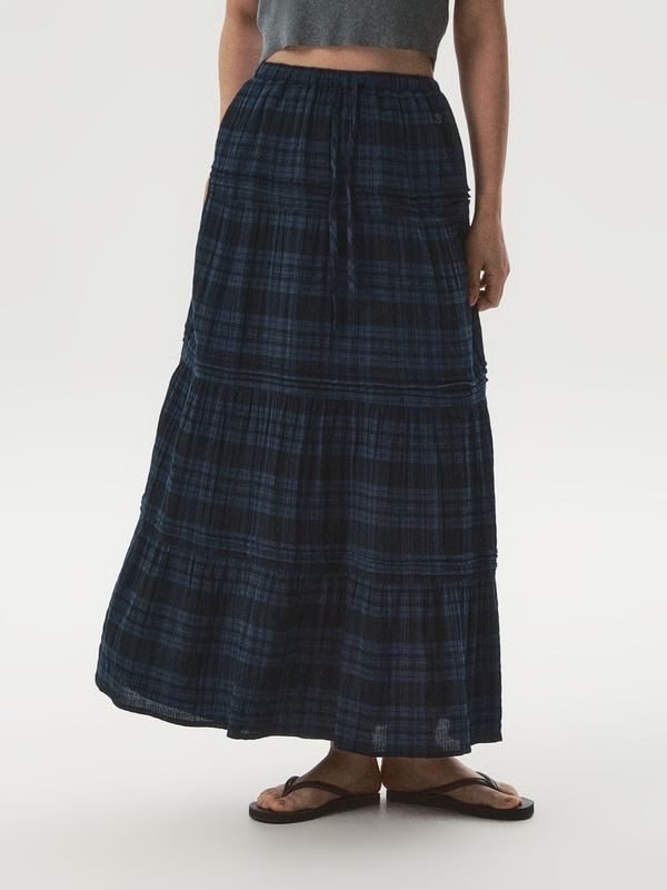 WHOAU Chân váy Check long tiered skirt_WHWHGB822F