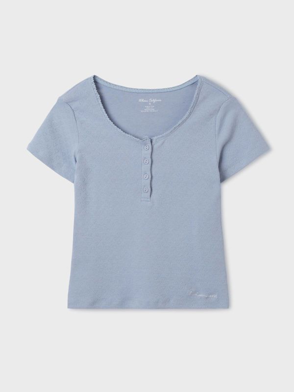 Eyelet Henry Neck T-shirt