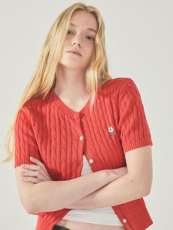 Steve Round neck Short Sleeve Cardigan_WHCKF2401F
