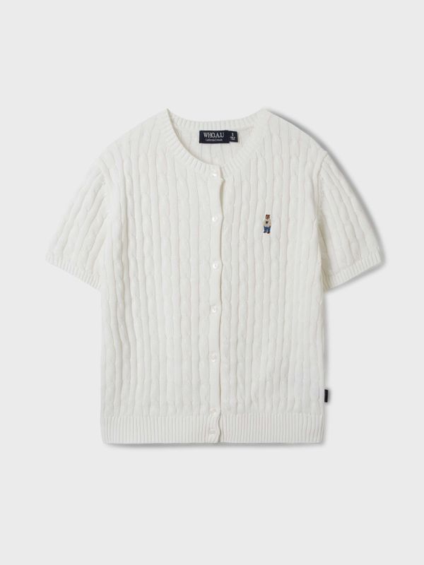 Steve Round neck Short Sleeve Cardigan_WHCKF2401F