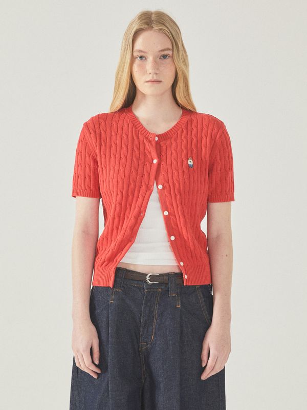 Steve Round neck Short Sleeve Cardigan_WHCKF2401F