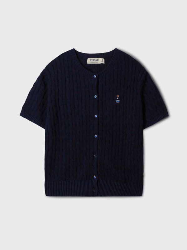 Steve Round neck Short Sleeve Cardigan_WHCKF2401F