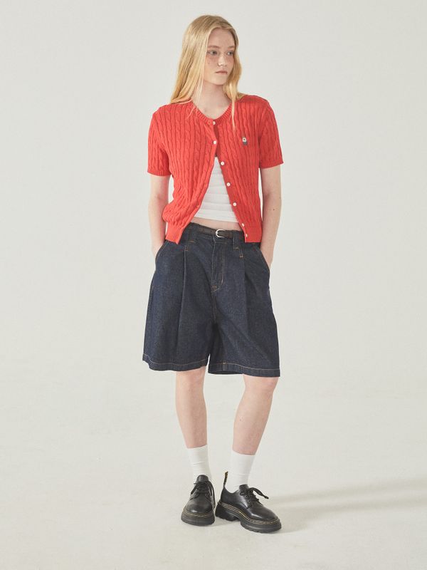 Steve Round neck Short Sleeve Cardigan_WHCKF2401F