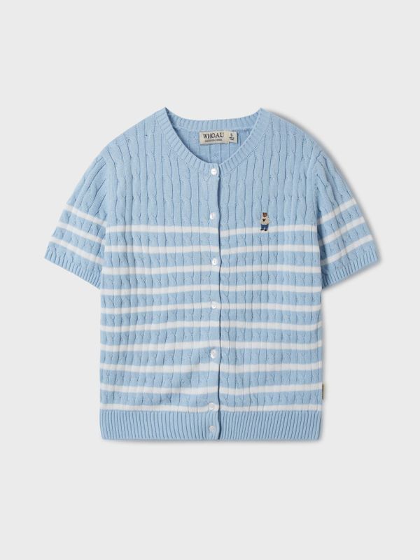 Steve Round neck Short Sleeve Cardigan_WHCKF2401F