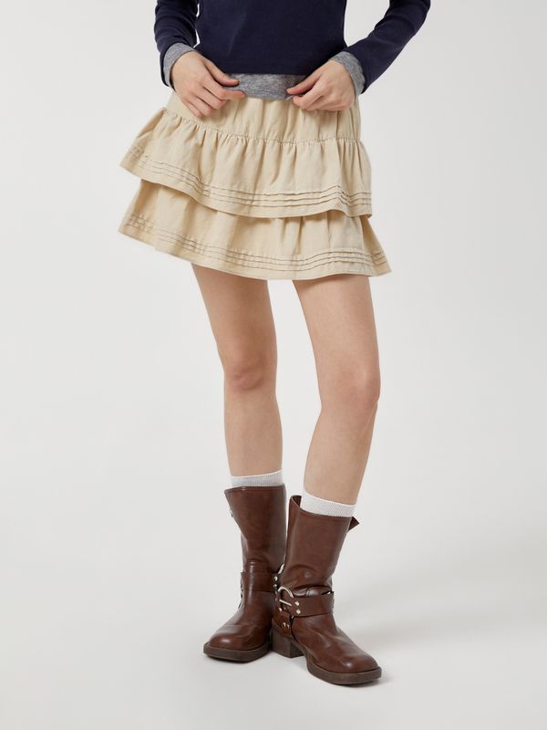 WHOAU Chân váy xếp tầng Corduroy Short Tiered Skirt_WHWHF4955F