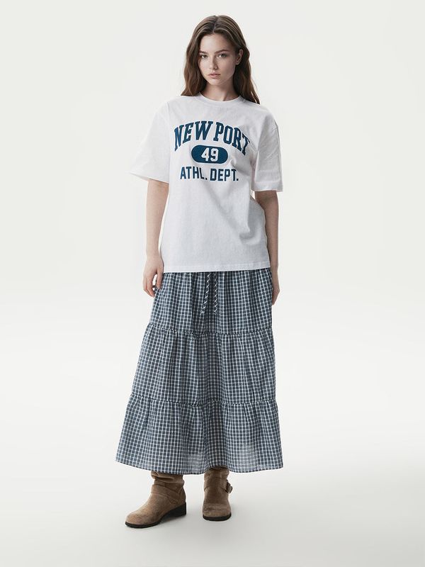 WHOAU Chân váy Check Long Tiered Skirt_WHWHG2441F
