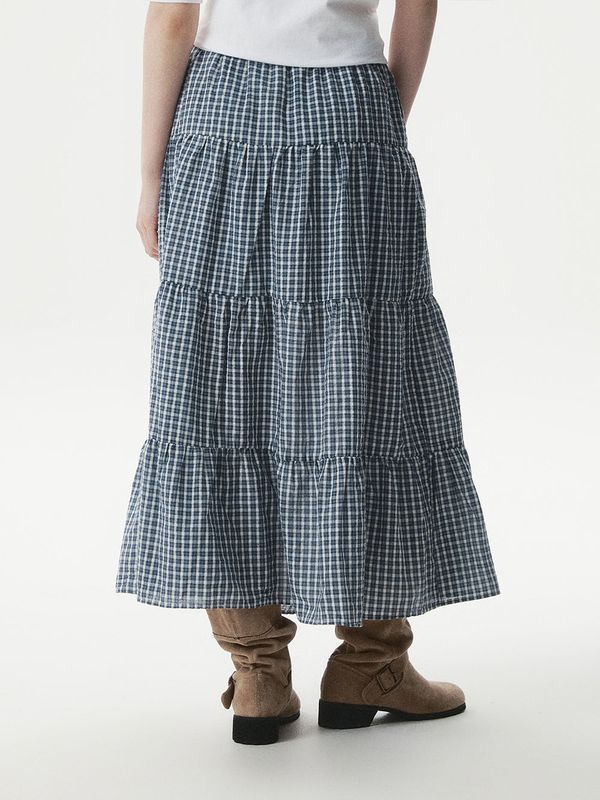 WHOAU Chân váy Check Long Tiered Skirt_WHWHG2441F