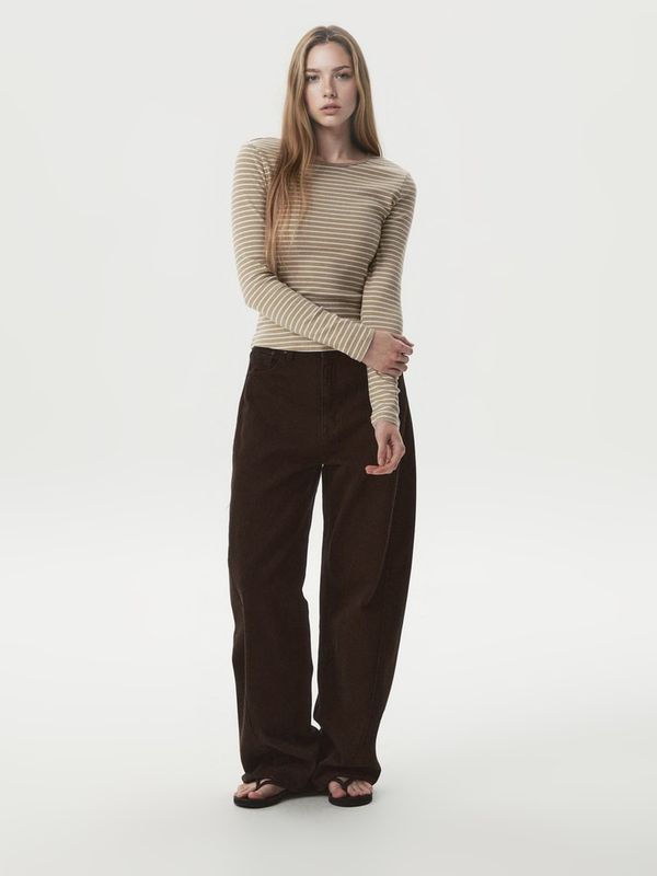 WHOAU Quần nữ Barrel Fit Cotton Twill Pants (F)_WHTAGB831F