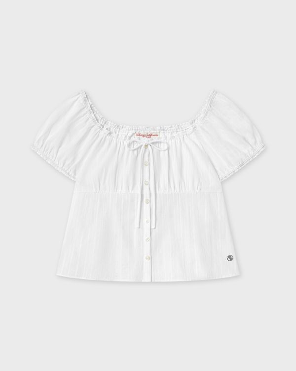 WHOAU Áo kiểu nữ Puff Sleeve Shirt_WHBLG2521B