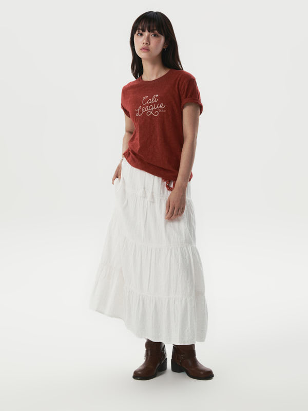 WHOAU Áo thun nữ Chain Embroidery T-Shirt_WHRAG2471F