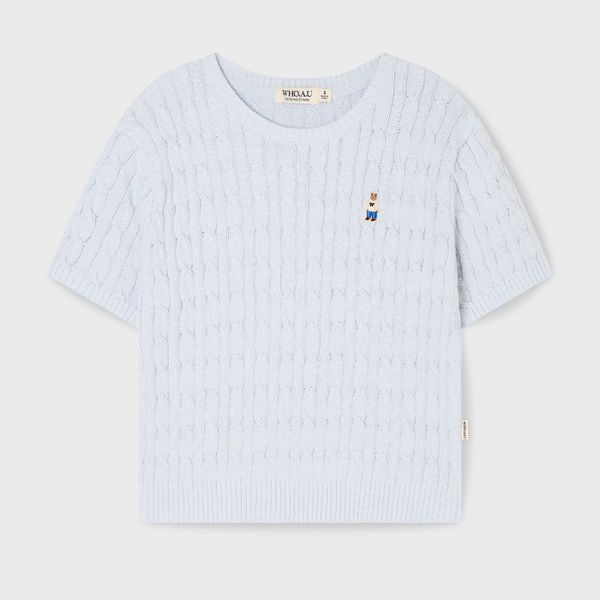 WHOAU Áo len Meichan Steve Melange Short Sleeve Sweater_WHKAG2412F
