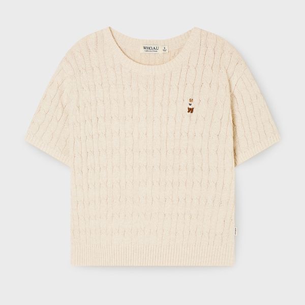WHOAU Áo len Meichan Steve Melange Short Sleeve Sweater_WHKAG2412F