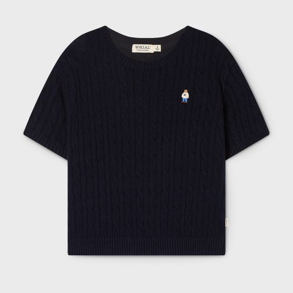 WHOAU Áo len Meichan Steve Melange Short Sleeve Sweater_WHKAG2412F