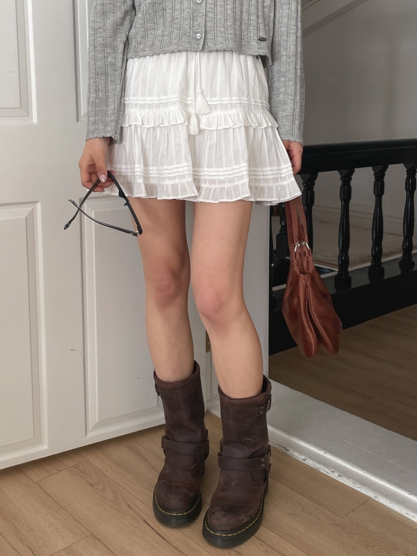 WHOAU Chân váy Meichan Dobby Short Tiered Skirt_WHWHG2535F