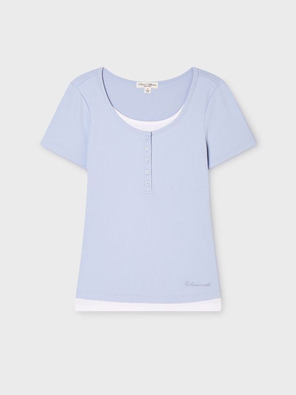 Layered Henley Short-Sleeve T-shirt-1781235351