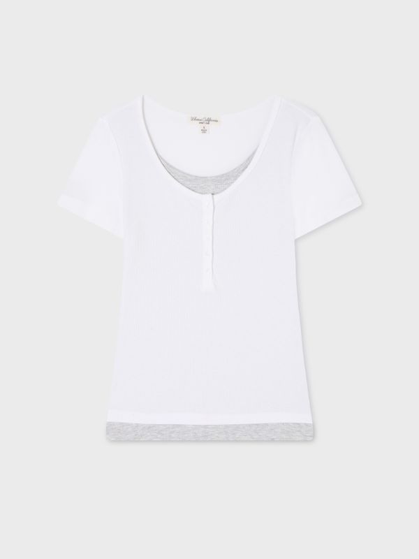 Layered Henley Short-Sleeve T-shirt-1781235351