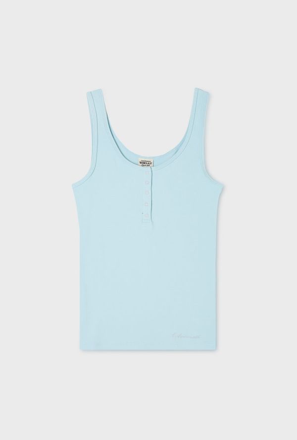 WHOAU Áo Ribbed Henley Sleeveless_WHRNG3792F