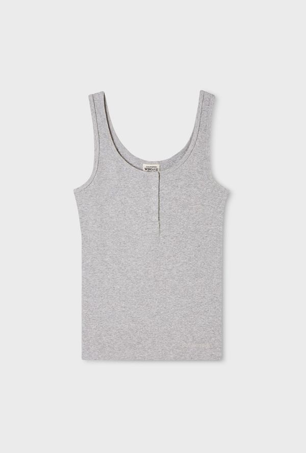 WHOAU Áo Ribbed Henley Sleeveless_WHRNG3792F