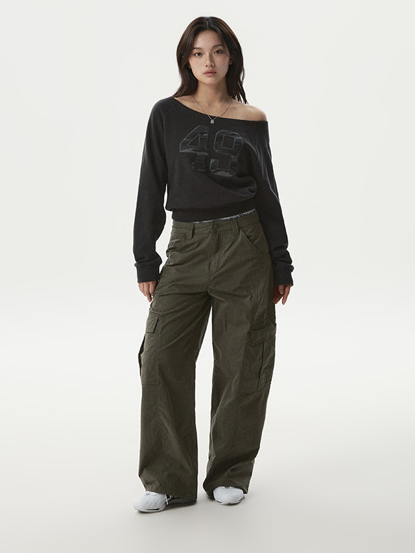 WHOAU Quần nữ Wide Cargo Pants(F)_WHTAG2313F