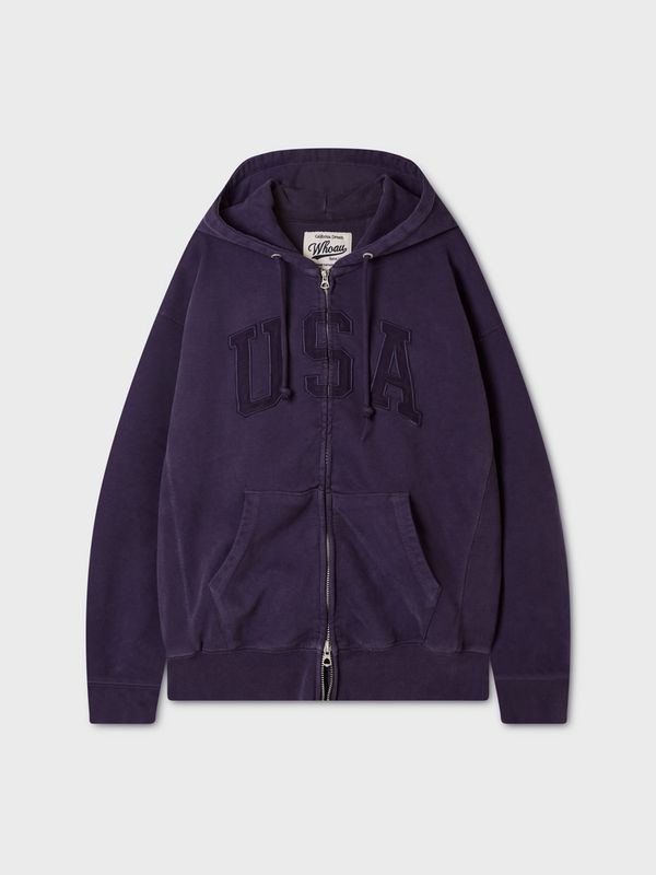 Vintage Dyed USA Hood Zip-up(Over-fit)