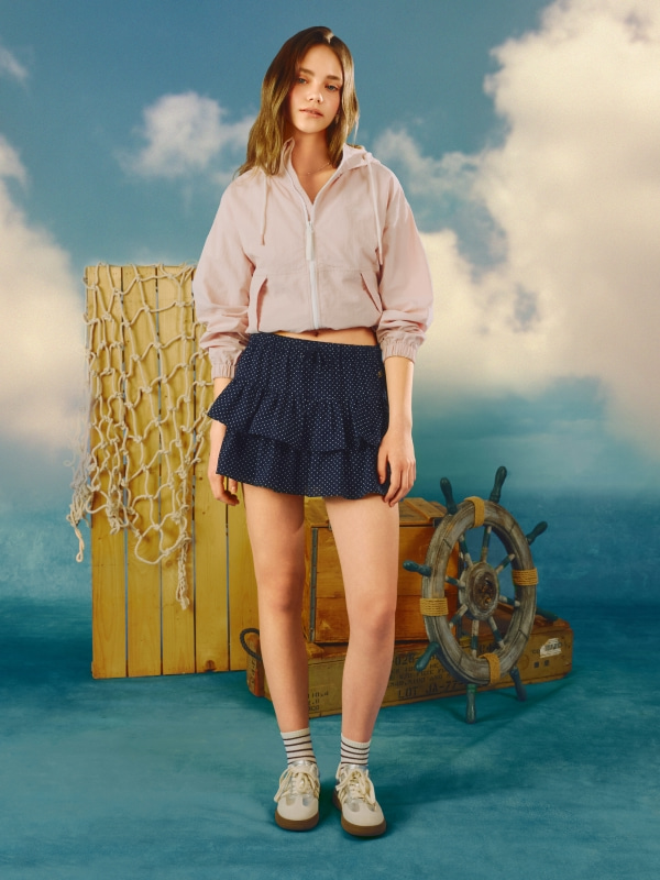 Dot Short Tiered Skirt