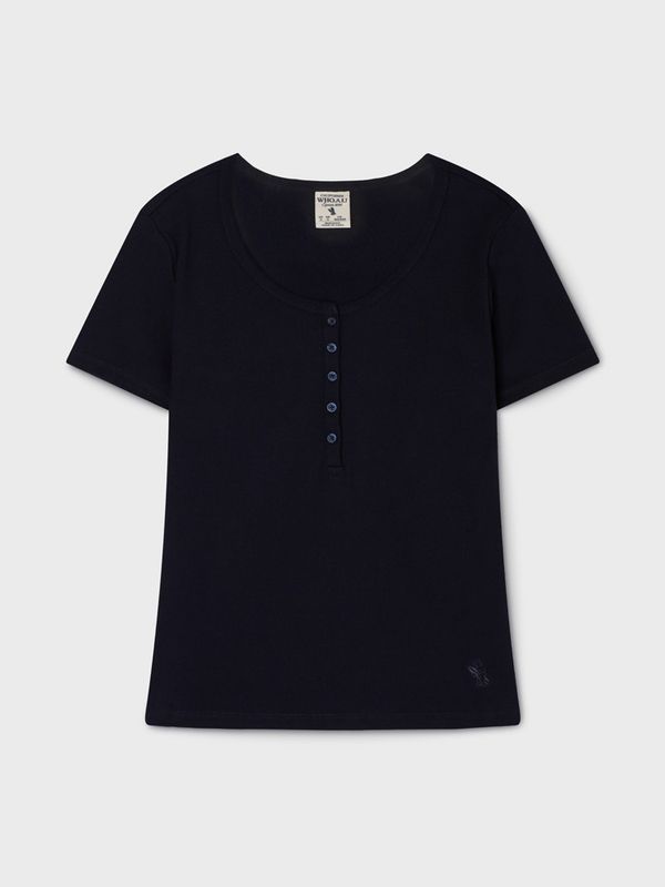 Ribbed Henry Neck T-shirt