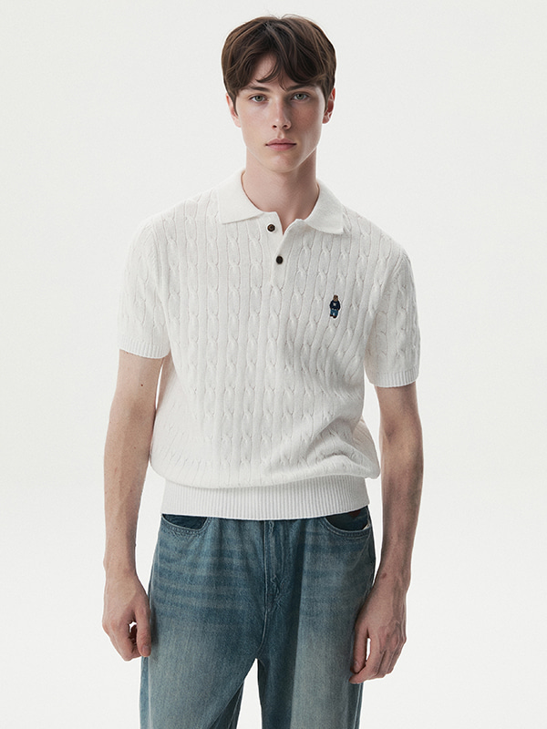 WHOAU Áo Sweater Mùa Hè Steve Collar Cable Short Sleeve Sweater_WHKAG2424U