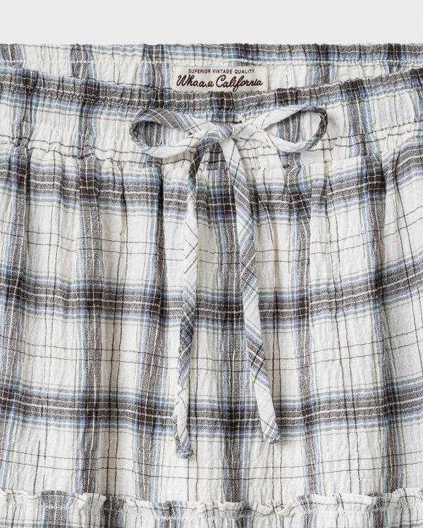 WHOAU Chân váy Meichan Asymmetric Long Plaid Skirt_WHWHG2573B
