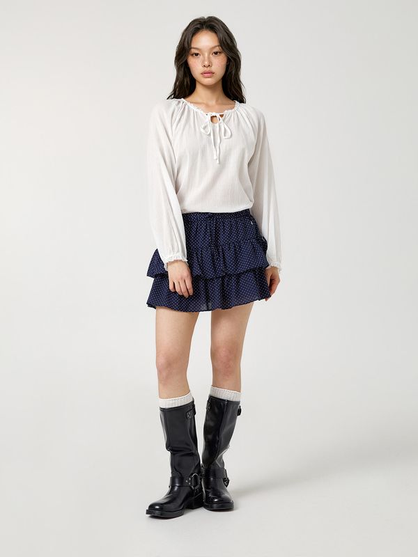 Dot Short Tiered Skirt