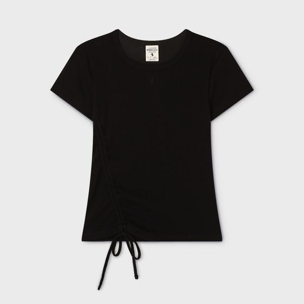WHOAU Áo thun gân Ribbed Side String T-Shirt_WHRAG2424F